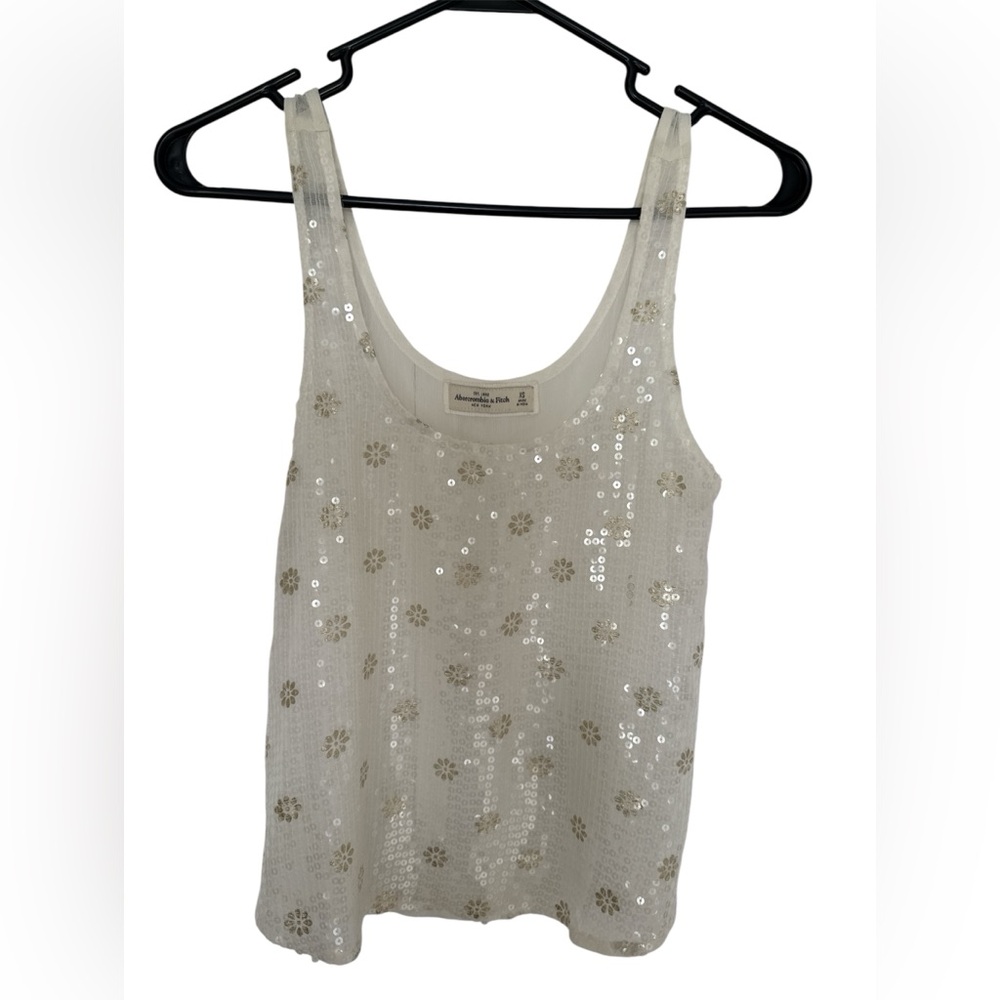 Abercrombie & Fitch XS White Sequin Tank Top